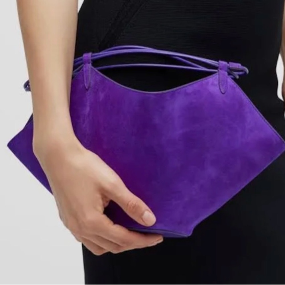 Khaite Purple Mini Lotus Suede Bag